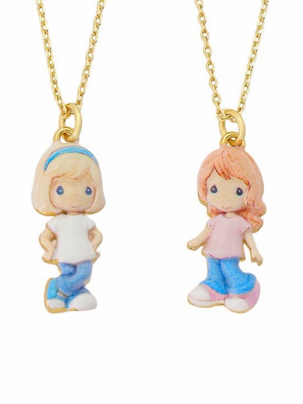 Precious Moments Best Friends 14k Gold Flash Plated Necklace Set